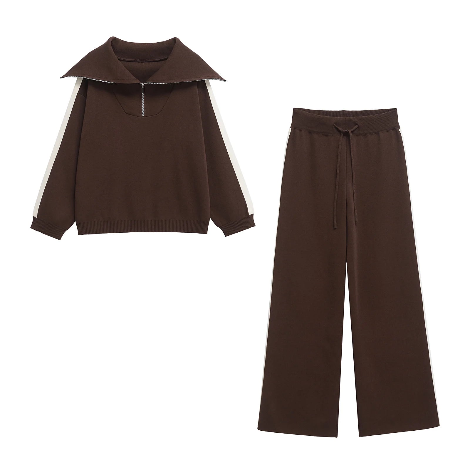 Ensemble 2PCS Sportif Casual & Chic Marron/ Blanc
