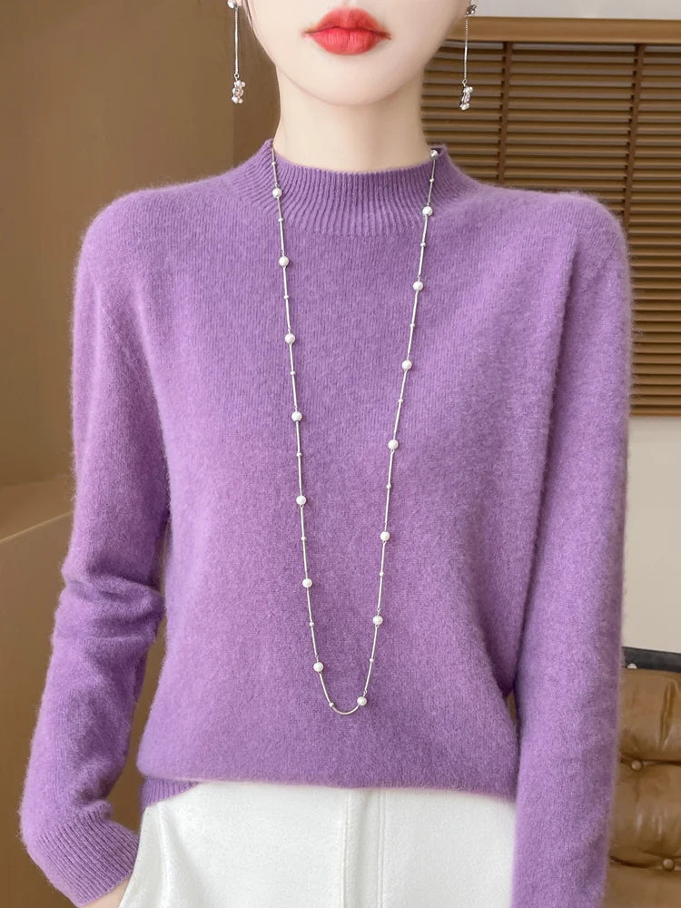 100% Merino Wool Funnel Neck Sweater - 14 Colors