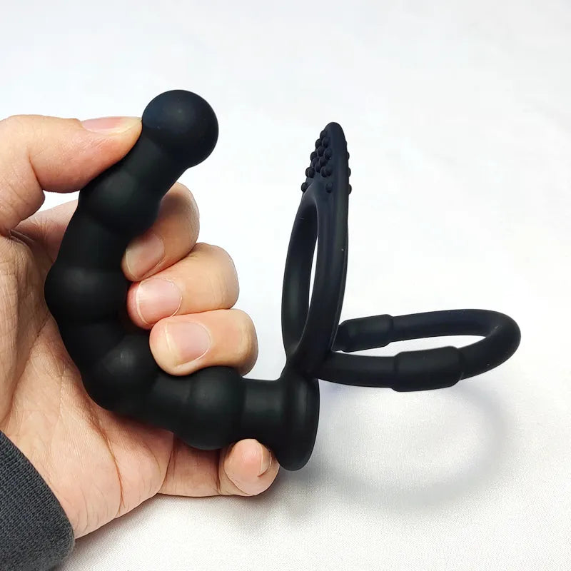 COCKRING 2 en 1 - Anneau pénien & Plug anal perlé