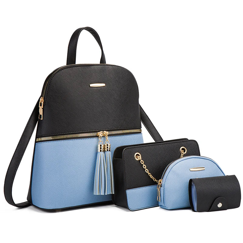 Ensemble de Sacs à dos, Sac à main, Portefeuille et Trousse en Cuir PU
