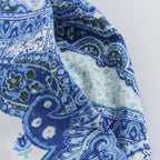Intims - Ensemble Chemisier Imprimé Bandana Bleu et Pantalon Large Taille Haute pour Femme - 97531FR