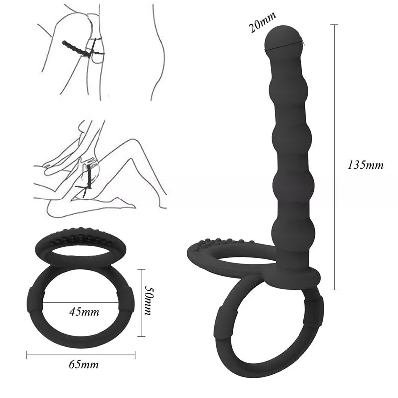 COCKRING 2 en 1 - Anneau pénien & Plug anal perlé