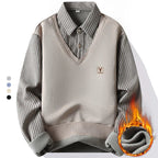 2-in-1 Jumper with Striped Shirt Fleece Lined