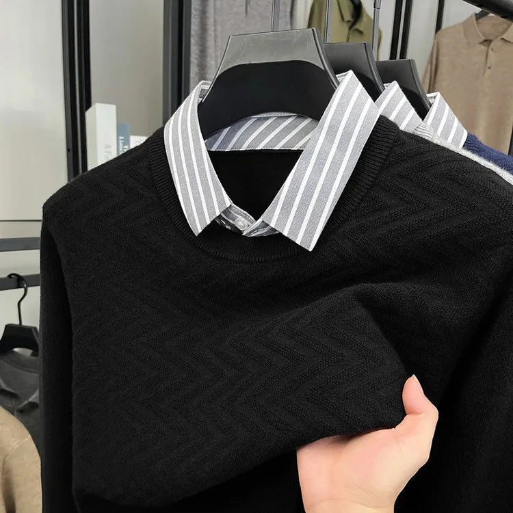 Men's 2-in-1 Jumper with Striped Shirt