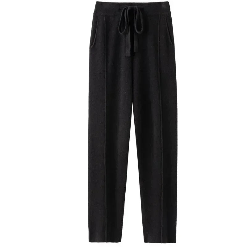 Intims - Pantalon en maille tricoté coupe droite avec taille élastique  - 89457FR