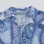 Intims - Ensemble Chemisier Imprimé Bandana Bleu et Pantalon Large Taille Haute pour Femme - 97531FR