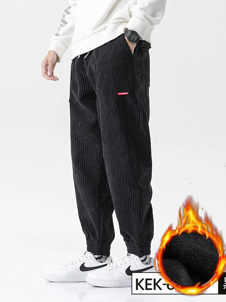 Pantalon de Jogging en Velour Côtelé Doublure Polaire Homme