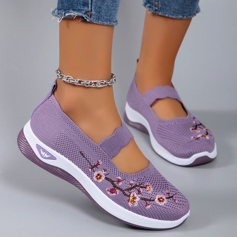 Intims - Mocassins en Maille avec Broderie Florale Printemps - 57342FR