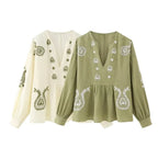 Intims - Chemisier Vintage à Manches Longues avec Broderies pour Femme - 75319FR
