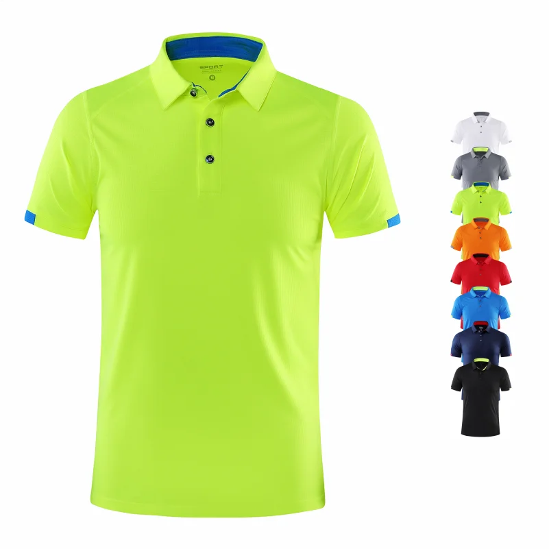 Polo homme manches courtes à séchage rapide — col revers respirant