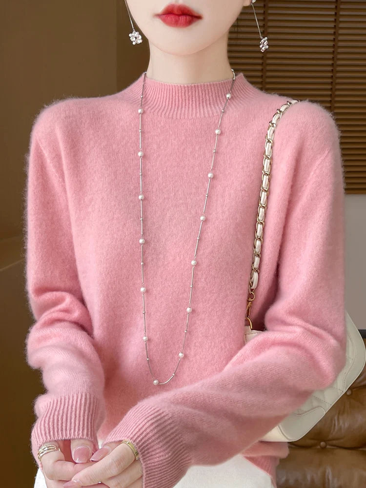 100% Merino Wool Funnel Neck Sweater - 14 Colors