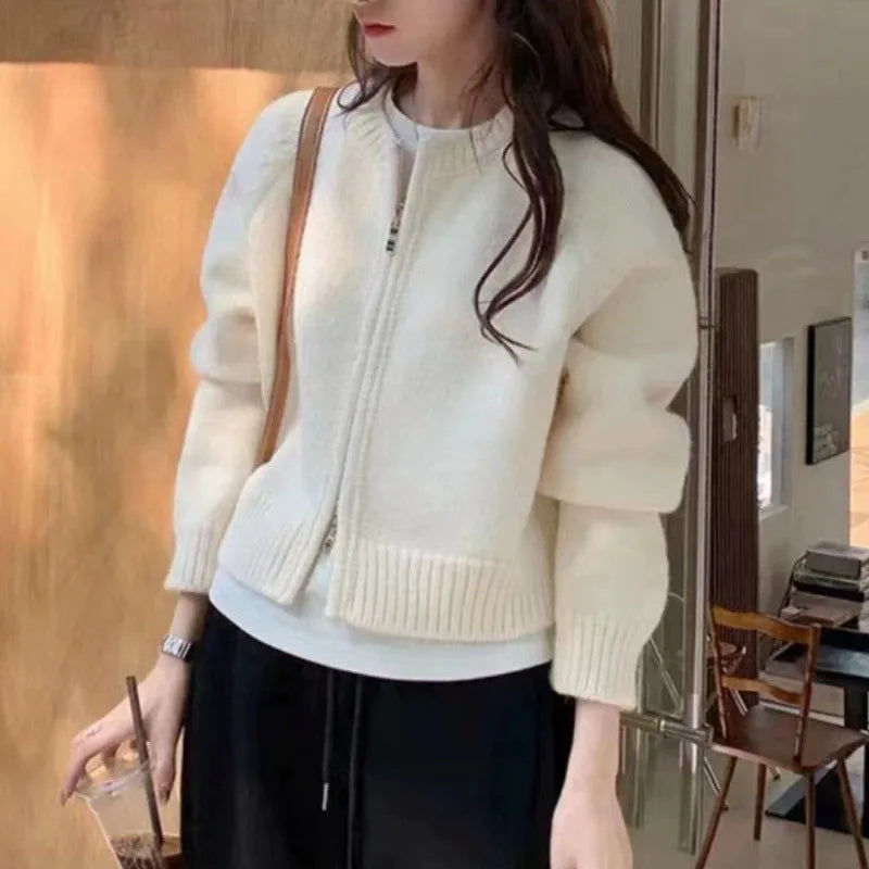 Gilet Court en Tricot à Fermeture Éclair
