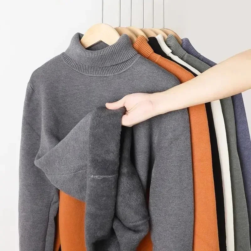 Pull Col Cheminé en Maille avec Doublure Polaire Homme