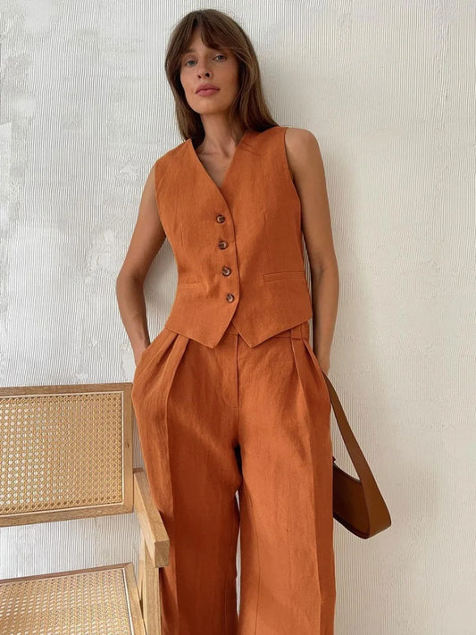 Intims - Ensemble Veston & Pantalon tailleur en Lin et Coton - 13546FR