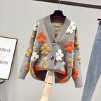 Cardigan en maille à Motif Floral en Relief
