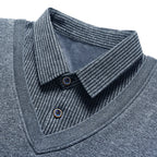 Pull 2 en 1 avec Chemise à Rayures Doublure Polaire