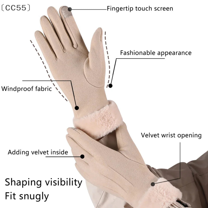 Gants en Daim Tactiles Chauds & Élégants - Femme