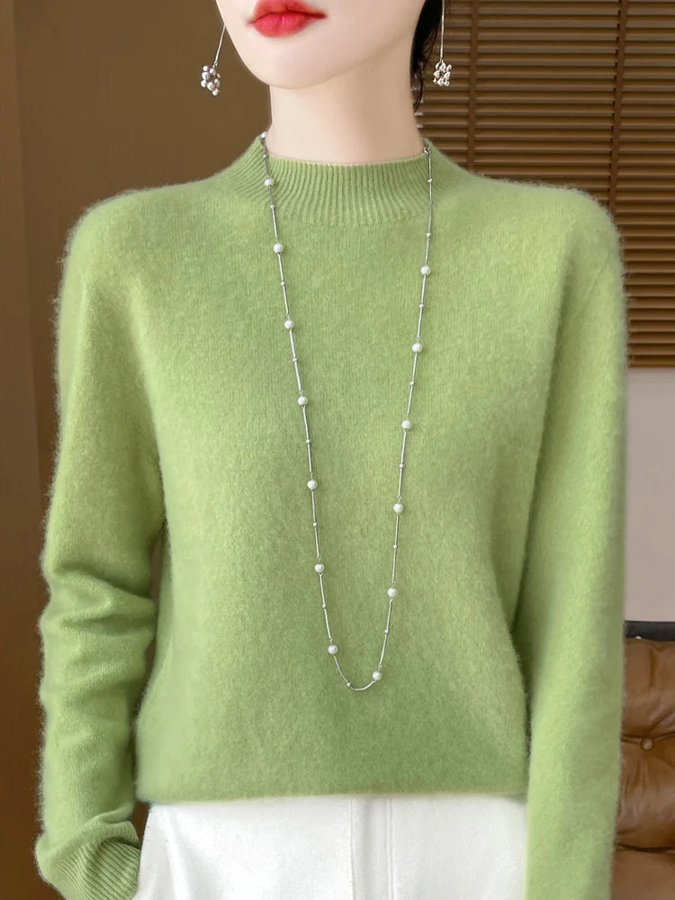 100% Merino Wool Funnel Neck Sweater - 14 Colors