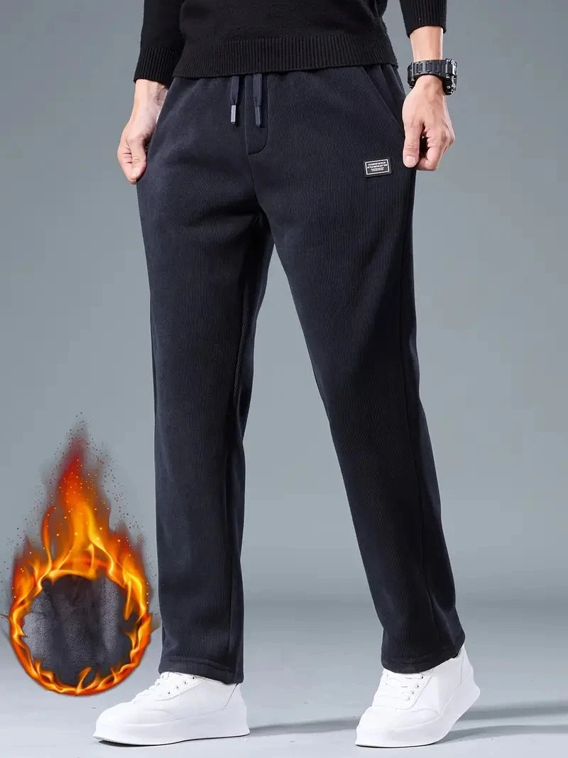 Pantalon Casual Ample en Velours Côtelé & Doublure Polaire - Homme