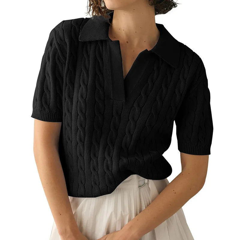 Intims - Polo Maille Coton Doux Manches Courtes pour Femmes - 93654FR
