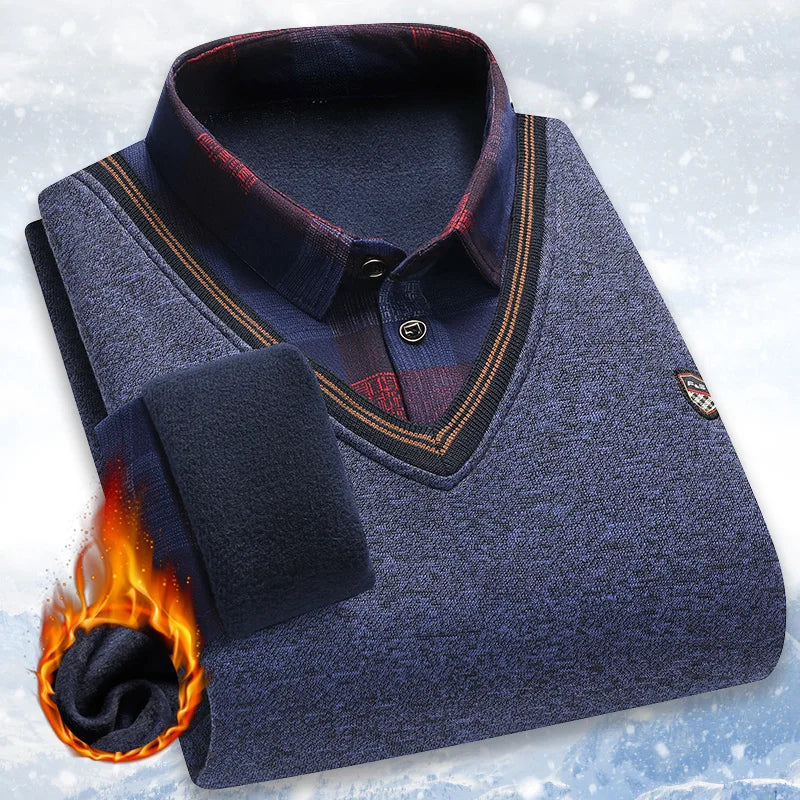 Intims - Pull Col V avec Chemise à Motif pour Homme - 10001FR