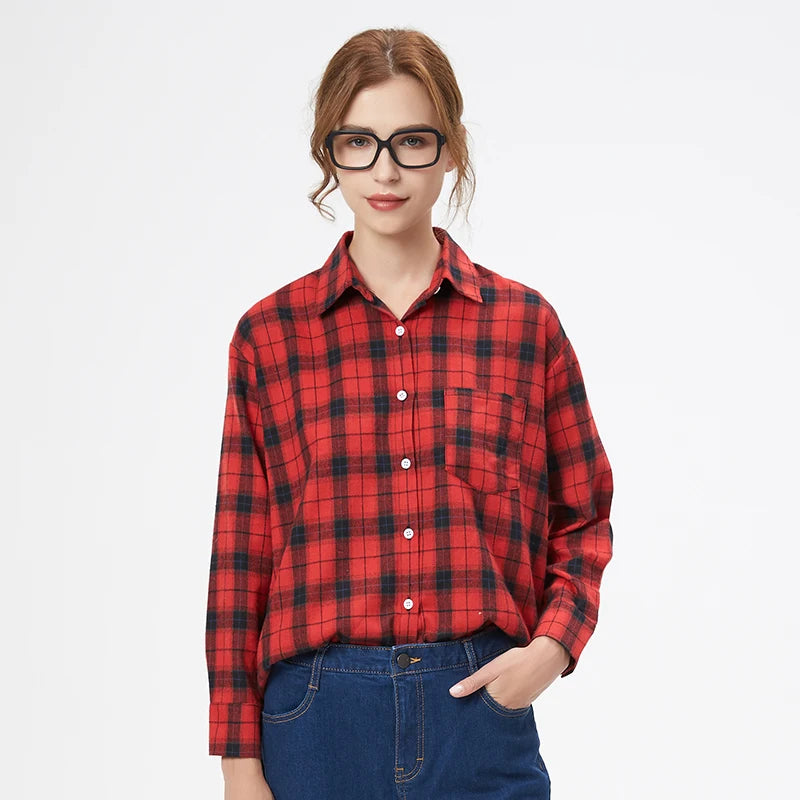 Chemise à Carreaux en Flanelle pour Femme - 10 Couleurs