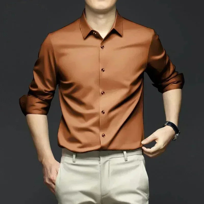 Chemise en Satin pour Homme S-6XL - 12 Couleurs