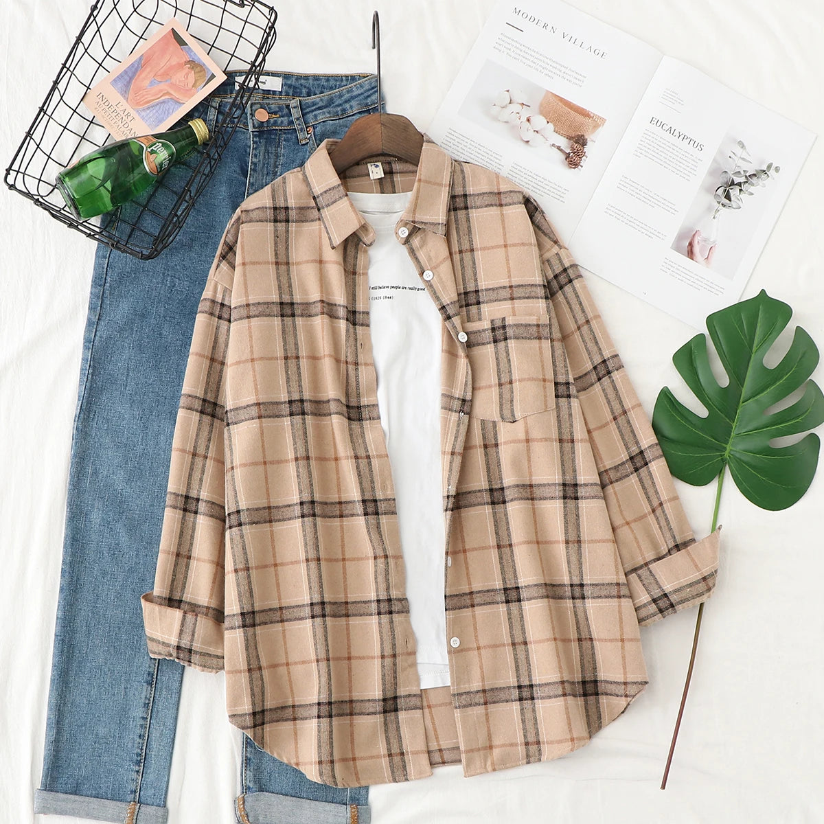 Chemise en Flanelle à Carreaux pour Femme - 13 Couleurs
