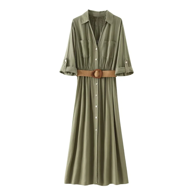 Intims - Robe Longue Chemise Manches 3/4 avec Ceinture - 72651FR
