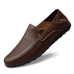 Mocassins à enfiler plats et aérés en cuir véritable