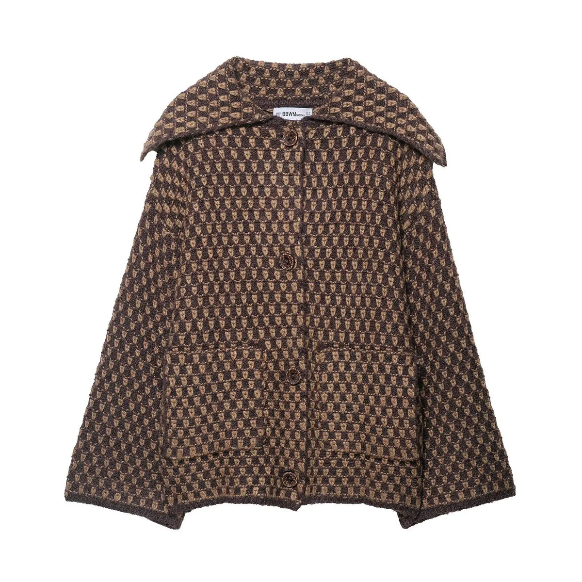 Veste Mi-Saison Tricoté à Carreaux Bicolores – Femme
