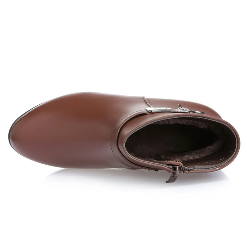 Intims - Bottines à Talon en Cuir avec Boucle et Bijoux Décoratifs - 57382FR