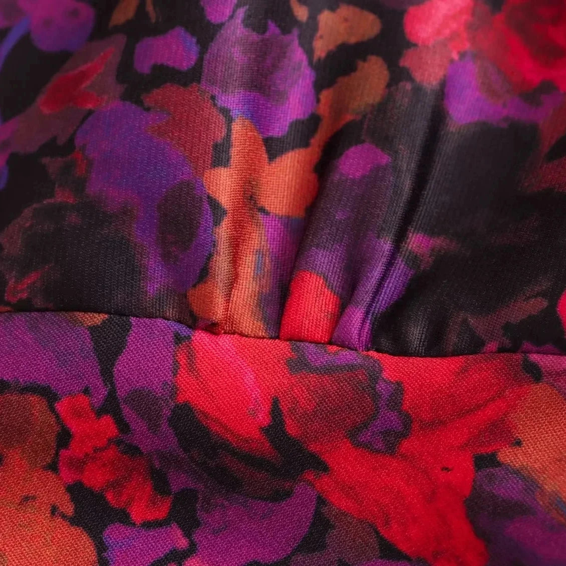 Intims - Robe Mi-Longue manches 3/4 - Motif florale automnale - 48329FR