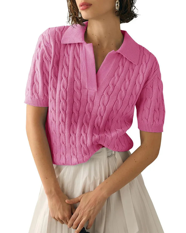Intims - Polo Maille Coton Doux Manches Courtes pour Femmes - 93654FR