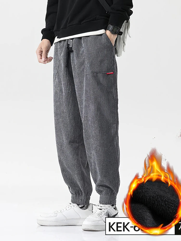 Pantalon de Jogging en Velour Côtelé Doublure Polaire Homme