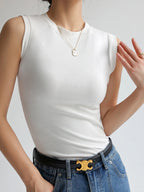 Intims - Débardeur en coton tricoté col nageur pour Femme - 62693FR