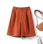 Intims - Short taille haute en coton et lin avec poches pour Femmes - 00105FR