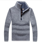Men's Warm Wool Jumper – Half-Zip & High Collar