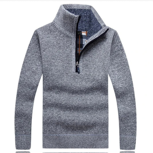 Pull Homme Chaud en Laine – Demi-Zip & Col Montant