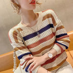 Pull à Rayures en Maille Colorée - Femme