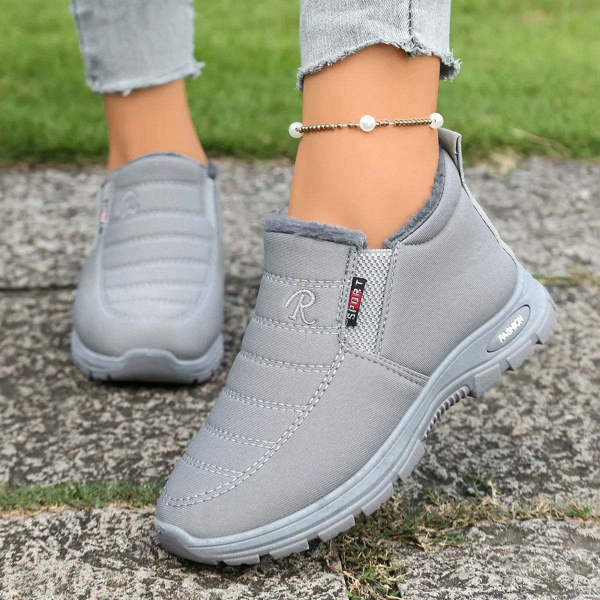 Bottines d’Hiver Mixte Chaudes avec Doublure Polaire – Tissu Déperlant, Semelle Antidérapante à Plateforme