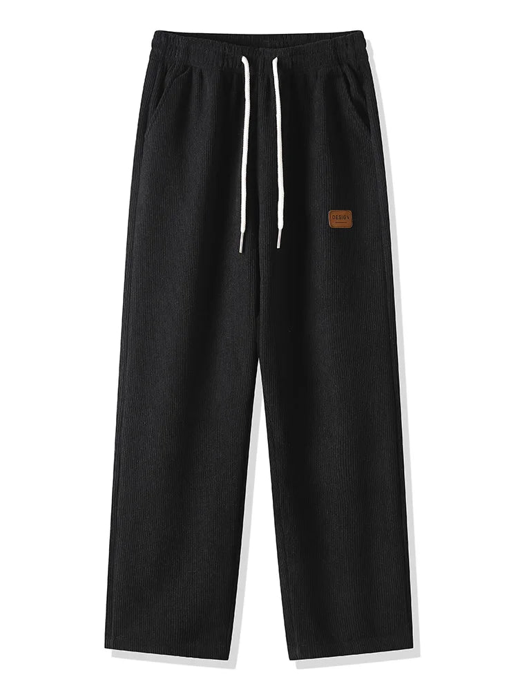 Pantalon Casual Ample en Velours Côtelé avec Doublure Polaire