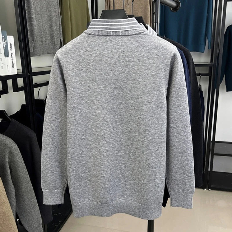 Pull 2 en 1 avec Chemise à Rayures - Homme