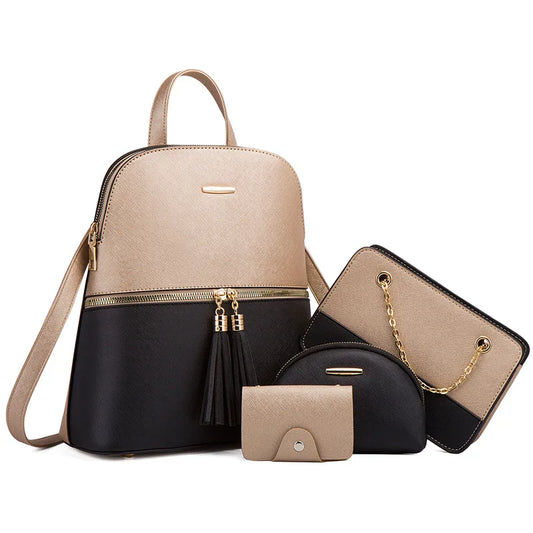 Ensemble de Sacs à dos, Sac à main, Portefeuille et Trousse en Cuir PU