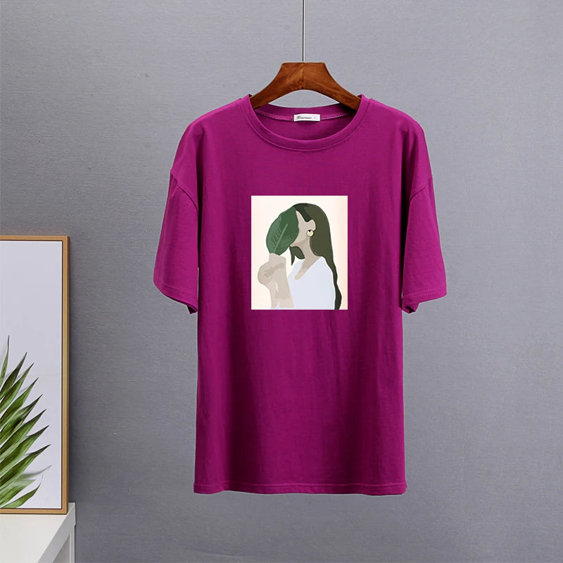 T-shirt en Coton ample à imprimé Femme tropical