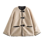Intims - Veste Imitation Peau de Mouton avec Boutons en Cuir PU - 45289FR
