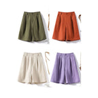 Intims - Short taille haute en coton et lin avec poches pour Femmes - 00105FR