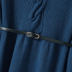 Intims - Robe en maille chaude à Col V torsadé et à Ceinture - 58214FR