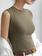 Intims - Débardeur en coton tricoté col nageur pour Femme - 62693FR