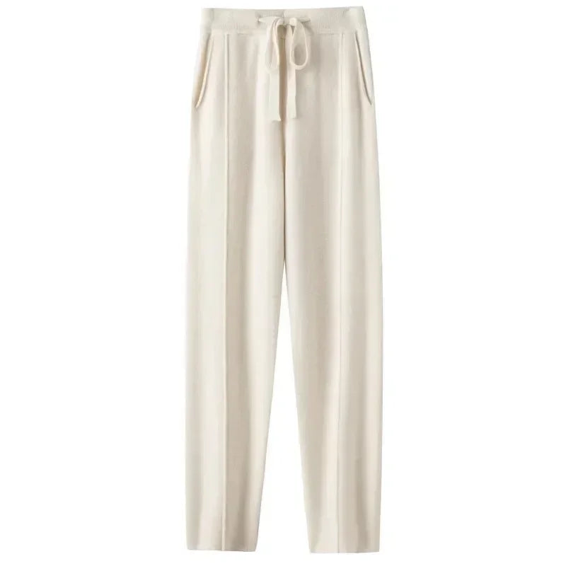 Intims - Pantalon en maille tricoté coupe droite avec taille élastique  - 89457FR